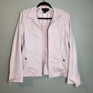 NINA MCLEMORE Size 10 Pink Open Jacket Blazer Long Sleeve Cotton Office Career